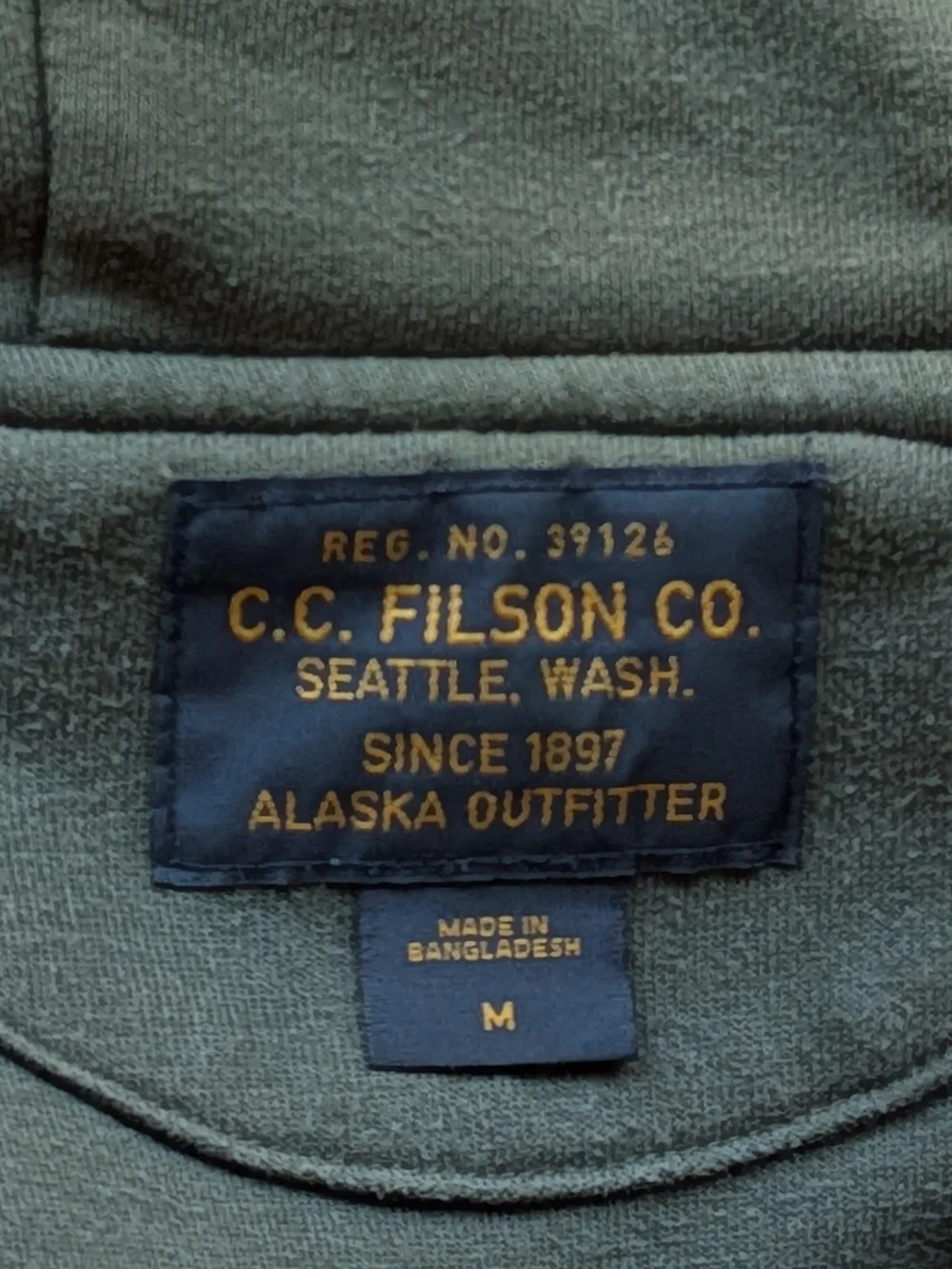 Filson C.C.F. Heavyweight Double-Layer Full-Zip Hooded Sweatshirt Sz M Olive
